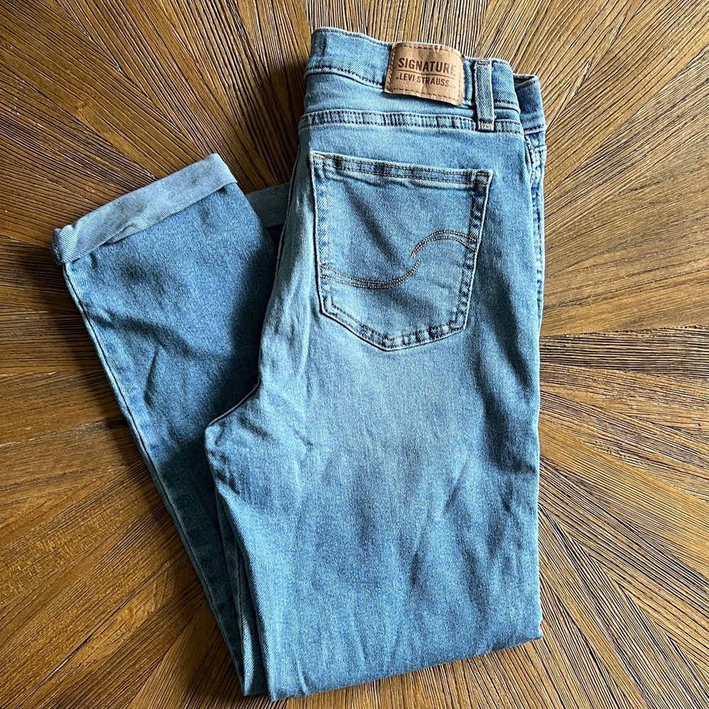 Signature by Levi Strauss women’s factory, distressed,  Relaxed Denim Jeans